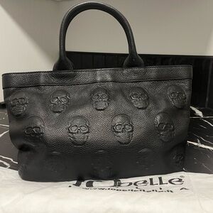 Skull Embossed Leather Tote